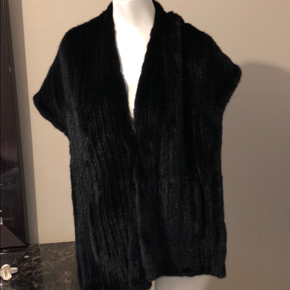 New mink shawl with pockets
